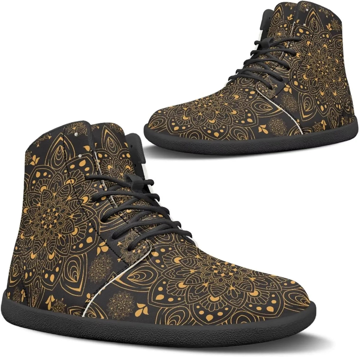 Howilath Horse Print High Top Sneakers for Men Wide Toe Barefoot Shoes Zero Drop Running Cross Training Shoe