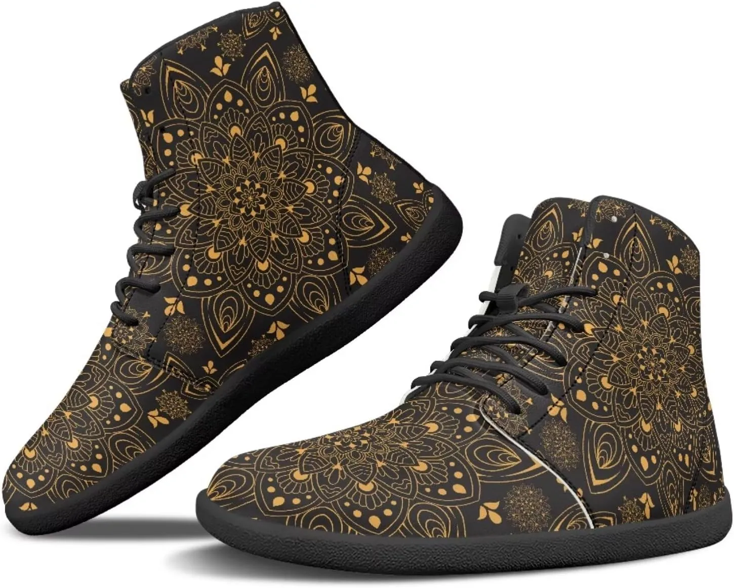 Howilath Horse Print High Top Sneakers for Men Wide Toe Barefoot Shoes Zero Drop Running Cross Training Shoe