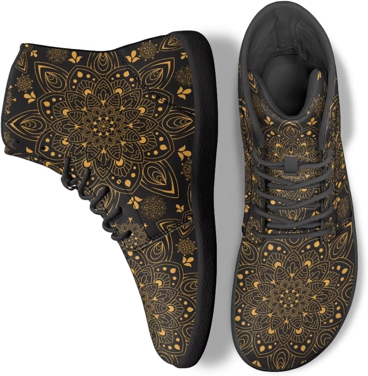 Howilath Horse Print High Top Sneakers for Men Wide Toe Barefoot Shoes Zero Drop Running Cross Training Shoe