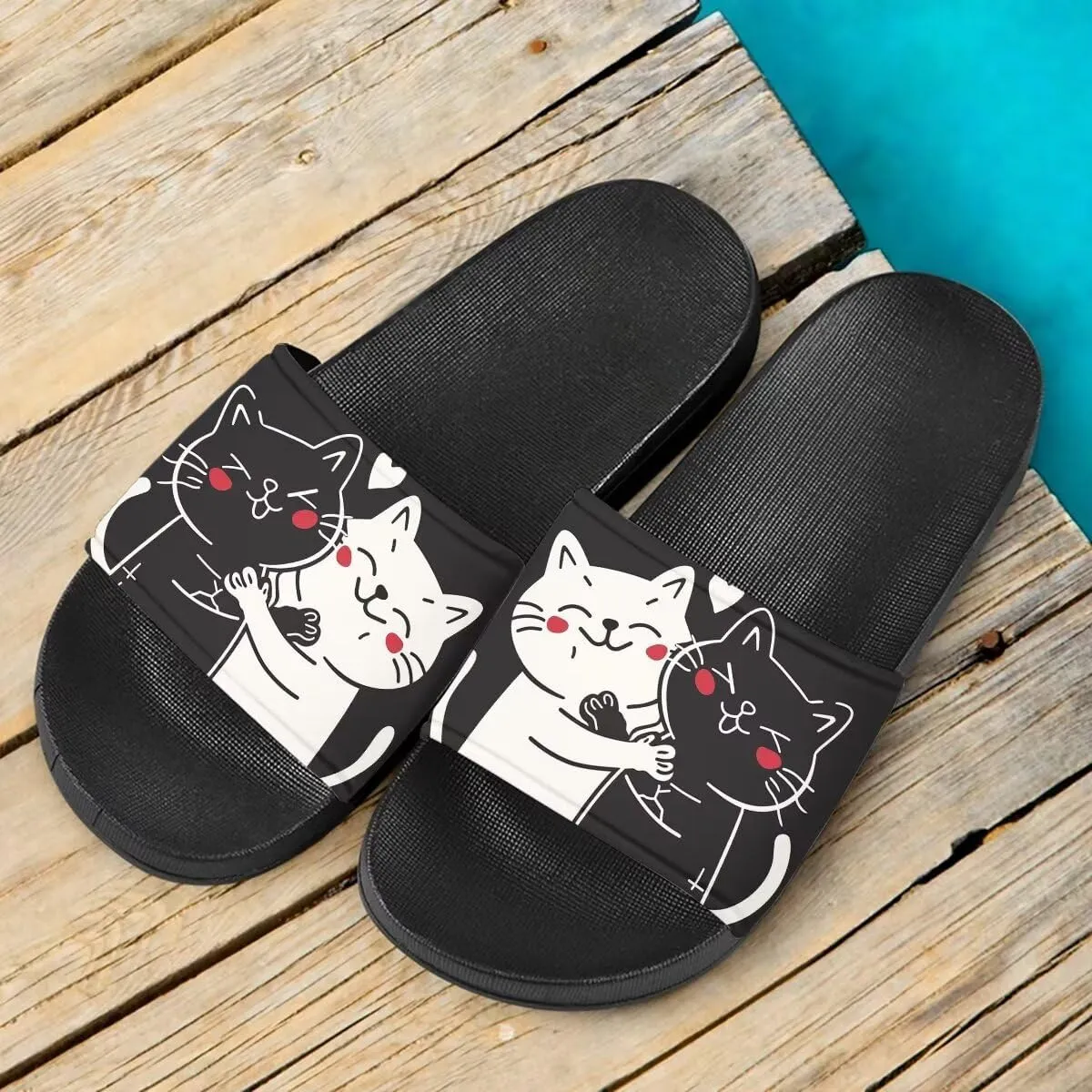 Howilath Women's Casual Slide Sandals, Cartoon Animals Print Comfortable Soft Sole Non-Slip Open Toe EVA Flat Sandals