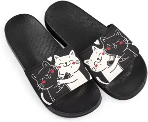 Howilath Women's Casual Slide Sandals, Cartoon Animals Print Comfortable Soft Sole Non-Slip Open Toe EVA Flat Sandals
