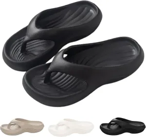 Hrtesus Pillow Slides for Women Plantar Fasciitis Pillow Flip Flops Arch Support Orthopedic Sandals Recovery Lightweight Cushioning Shock-Absorbing