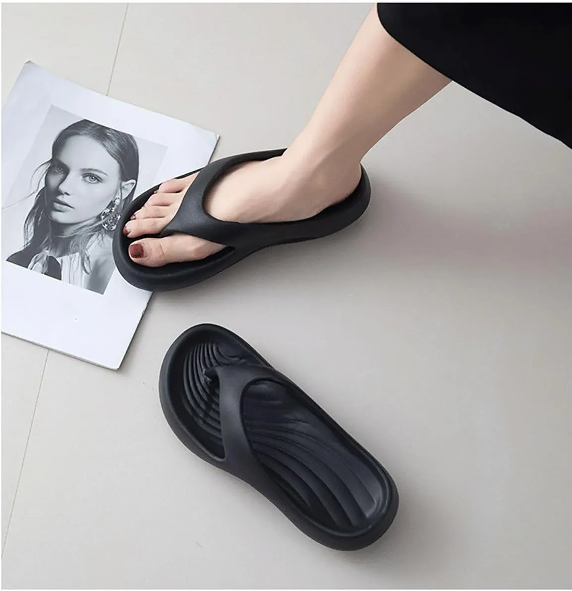 Hrtesus Pillow Slides for Women Plantar Fasciitis Pillow Flip Flops Arch Support Orthopedic Sandals Recovery Lightweight Cushioning Shock-Absorbing