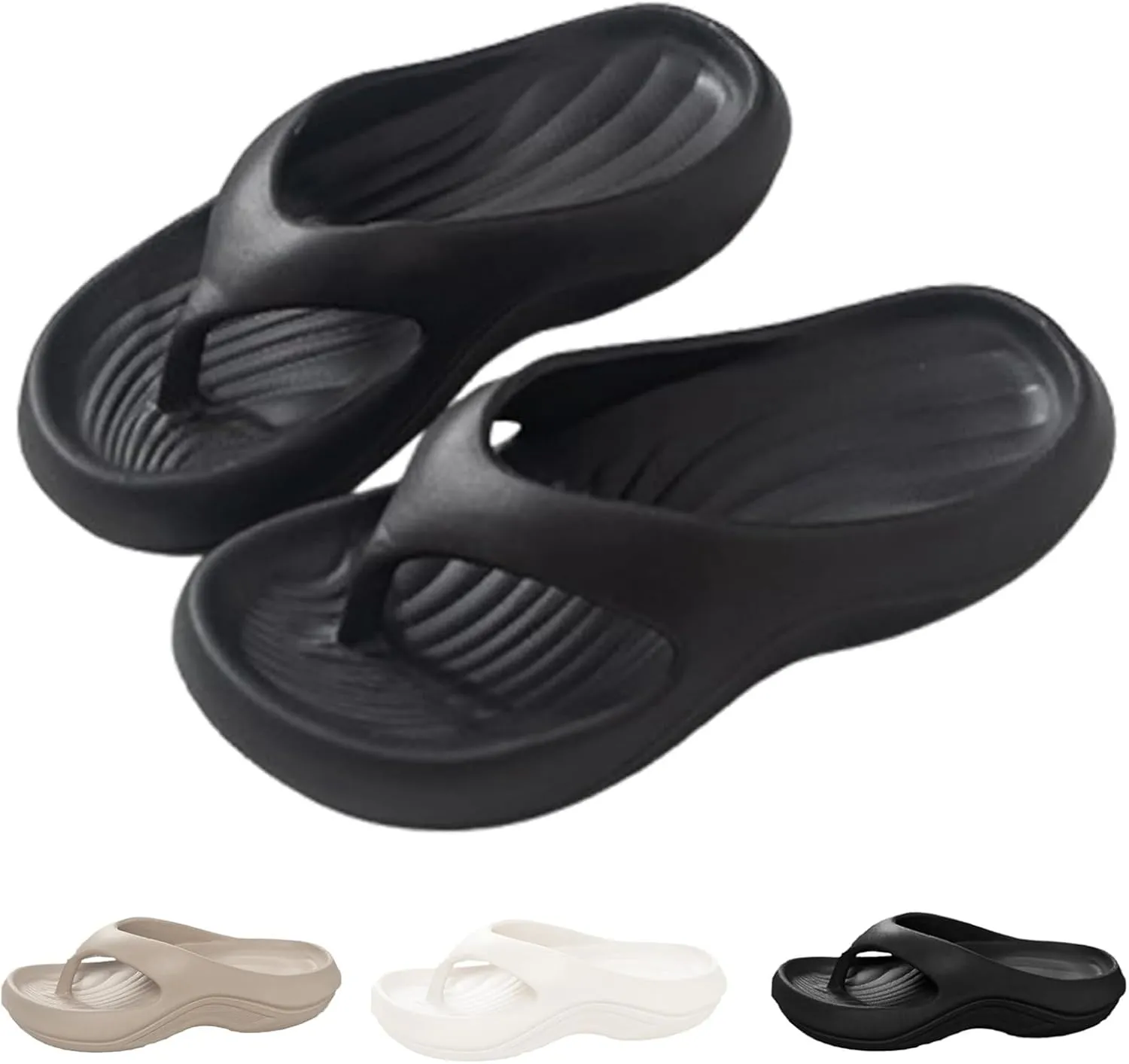 Hrtesus Pillow Slides for Women Plantar Fasciitis Pillow Flip Flops Arch Support Orthopedic Sandals Recovery Lightweight Cushioning Shock-Absorbing