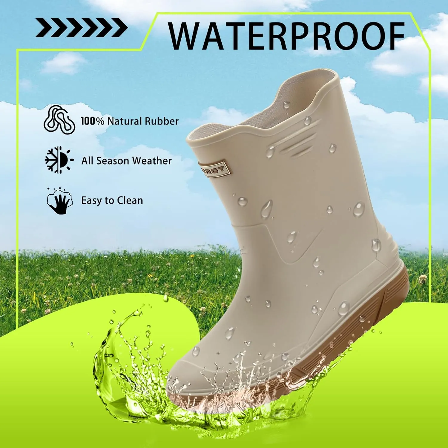 Hsttgsr Rain Boots for Men Waterproof Fashionable Rubber Boots Non-slip Outdoor Garden Boots Mid Calf Muck Work Shoes Comfort Lightweight Rainboots for Fishing Climbing