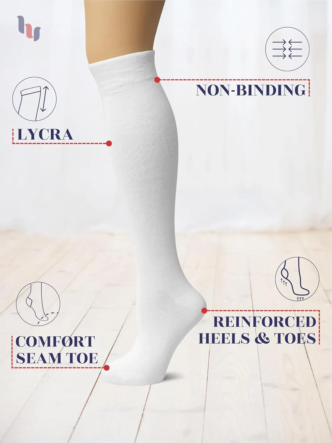 Hugh Ugoli Choose Your Colors & Make Your Custom Orders | Women's Bamboo Knee High Socks Shoe Size 5-8/8-11, 3 Pairs