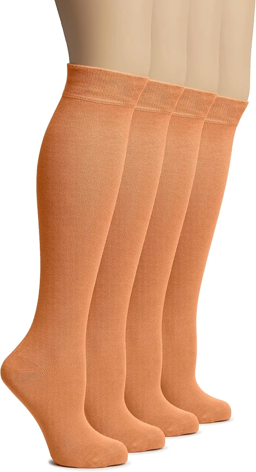 Hugh Ugoli Women's Bamboo Knee High Socks | Comfort Seam Long Dress Socks, Soft & Lightweight | Shoe Size 5-8/8-11, 4 Pairs