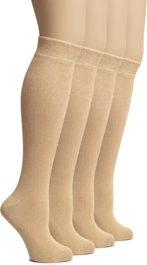 Hugh Ugoli Women's Bamboo Knee High Socks | Comfort Seam Long Dress Socks, Soft & Lightweight | Shoe Size 5-8/8-11, 4 Pairs