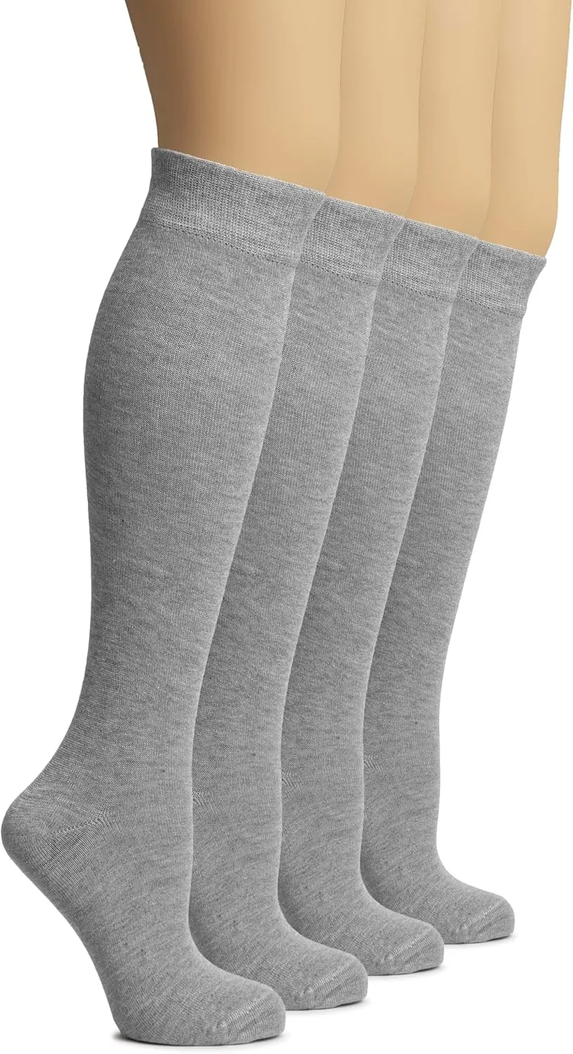 Hugh Ugoli Women's Bamboo Knee High Socks | Comfort Seam Long Dress Socks, Soft & Lightweight | Shoe Size 5-8/8-11, 4 Pairs