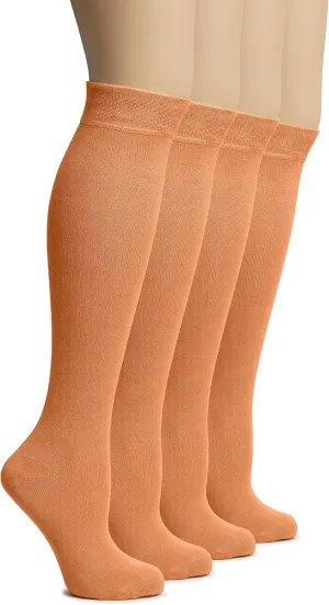 Hugh Ugoli Women's Bamboo Knee High Socks | Comfort Seam Long Dress Socks, Soft & Lightweight | Shoe Size 5-8/8-11, 4 Pairs