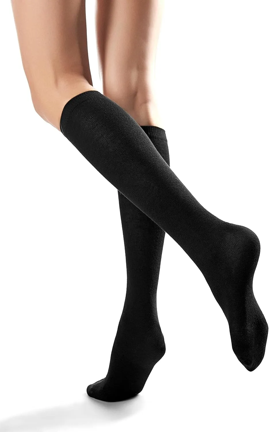 Hugh Ugoli Women's Bamboo Knee High Socks | Comfort Seam Long Dress Socks, Soft & Lightweight | Shoe Size 5-8/8-11, 4 Pairs