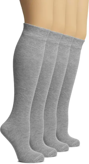 Hugh Ugoli Women's Bamboo Knee High Socks | Comfort Seam Long Dress Socks, Soft & Lightweight | Shoe Size 5-8/8-11, 4 Pairs