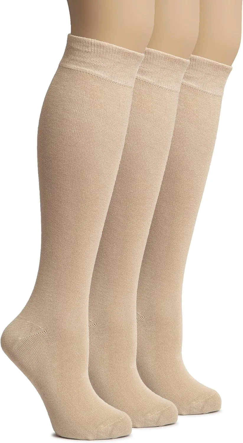 Hugh Ugoli Women's Bamboo Knee High Socks | Comfort Seam Long Dress Socks, Soft & Lightweight | Shoe Size 5-8/8-11, 4 Pairs