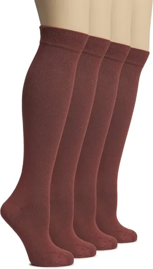 Hugh Ugoli Women's Bamboo Knee High Socks | Comfort Seam Long Dress Socks, Soft & Lightweight | Shoe Size 5-8/8-11, 4 Pairs