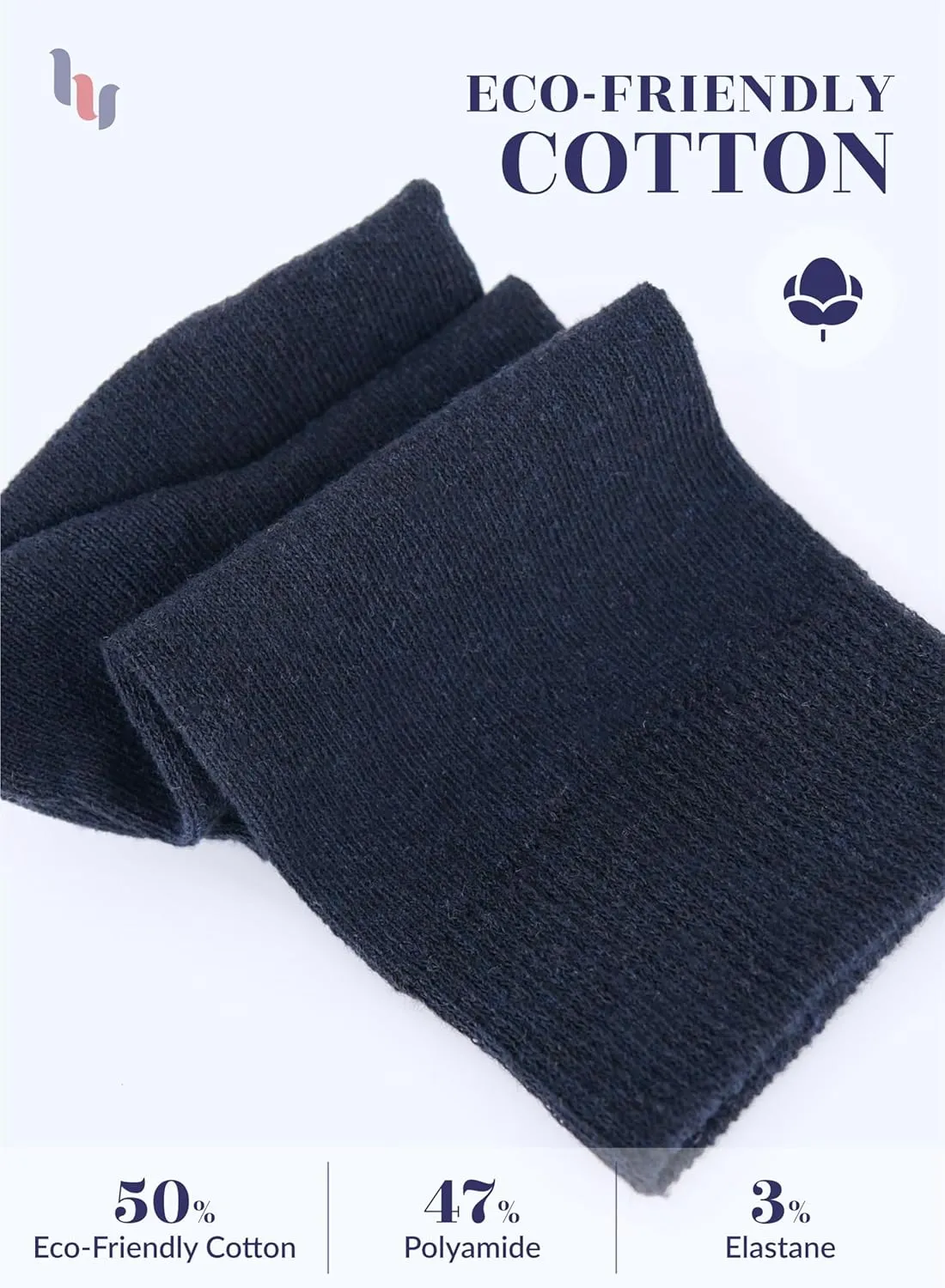 Hugh Ugoli Women's Cotton Crew Socks, Soft, Regular Fit, Plain Color Casual Socks for Trouser, Shoe Size 6 to 12, 4 Pairs
