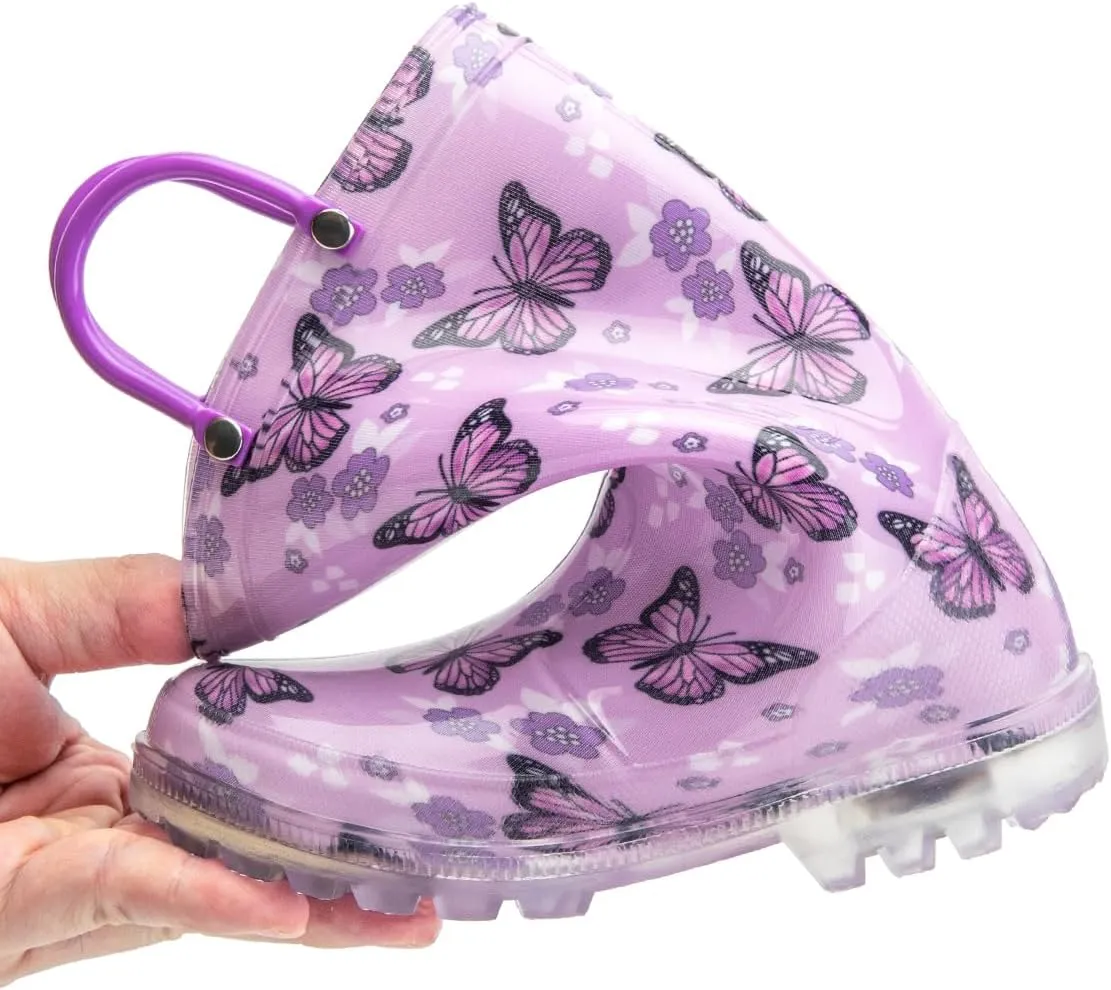 HugRain Light Up Rain Boots for Little Kids