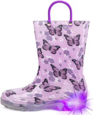 HugRain Light Up Rain Boots for Little Kids