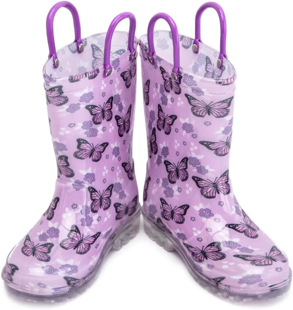 HugRain Light Up Rain Boots for Little Kids