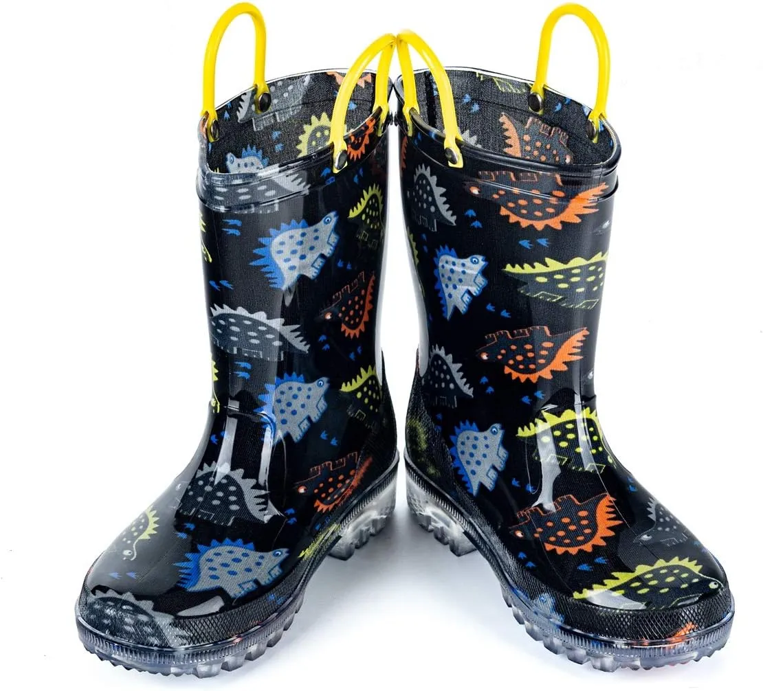 HugRain Light Up Rain Boots for Little Kids