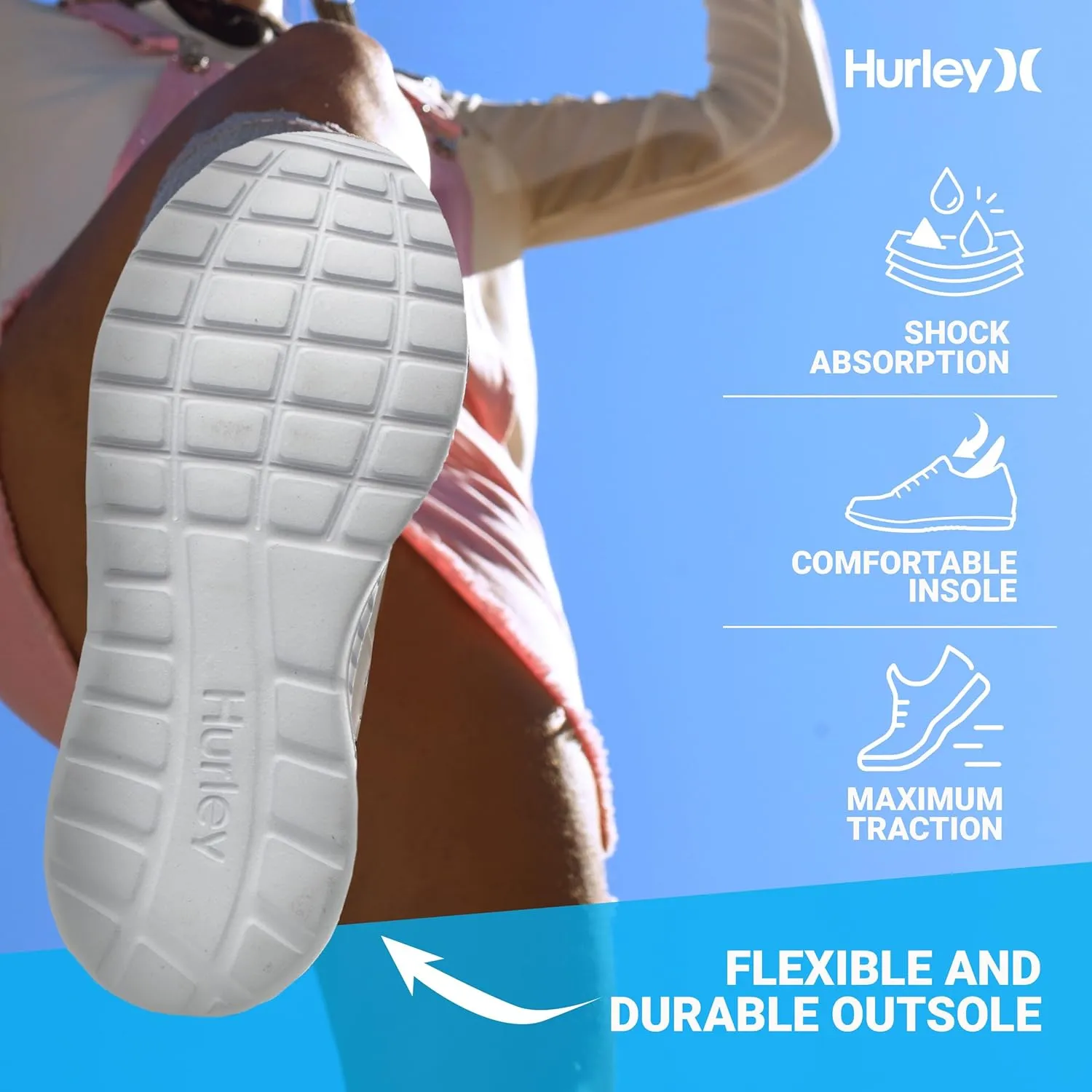 Hurley Kiwi Kids Sneakers - Versatile Sports and Running Shoes for Kids, Girls and Boys Sneaker Shoes, Durable Sports Shoes for Boys and Girls- Rubber Shoes for Children