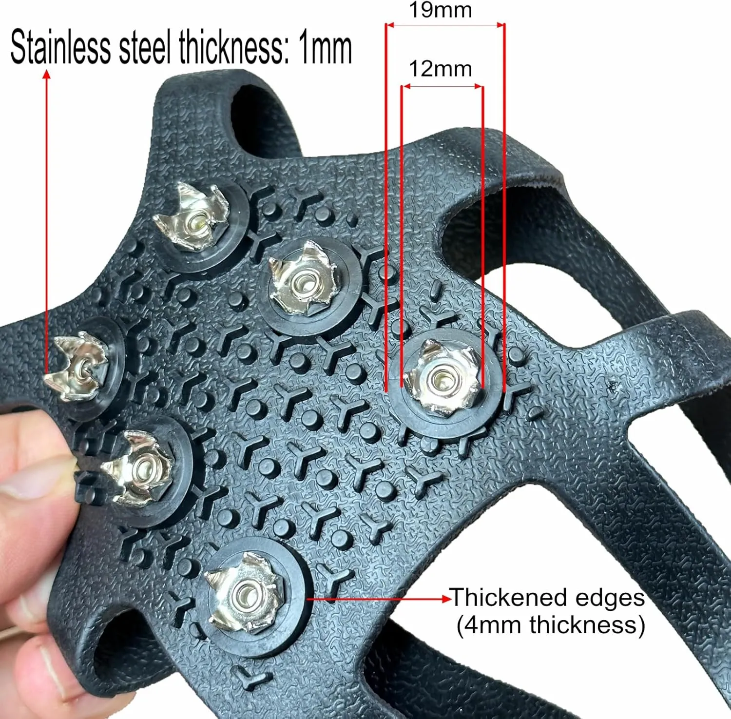 Ice Cleats Grippers for Boots and Shoes 9 Teeth Crampons Tiny Spikes Ice Cleats for Walk on Ice Snow and Freezing Mud