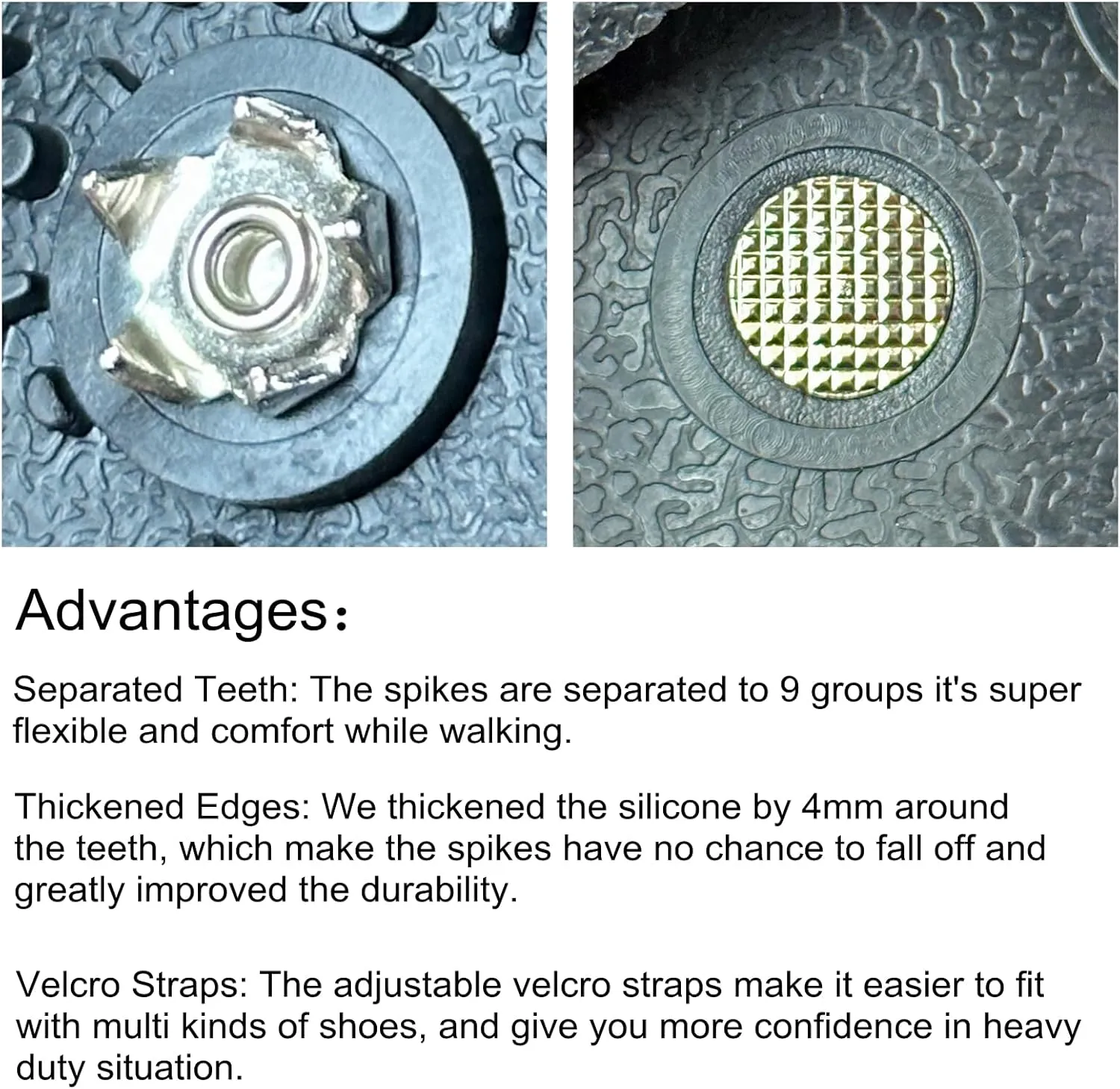 Ice Cleats Grippers for Boots and Shoes 9 Teeth Crampons Tiny Spikes Ice Cleats for Walk on Ice Snow and Freezing Mud