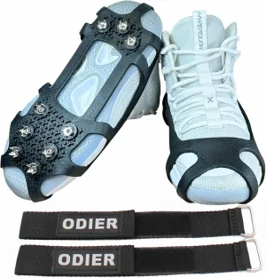 Ice Cleats Grippers for Boots and Shoes 9 Teeth Crampons Tiny Spikes Ice Cleats for Walk on Ice Snow and Freezing Mud