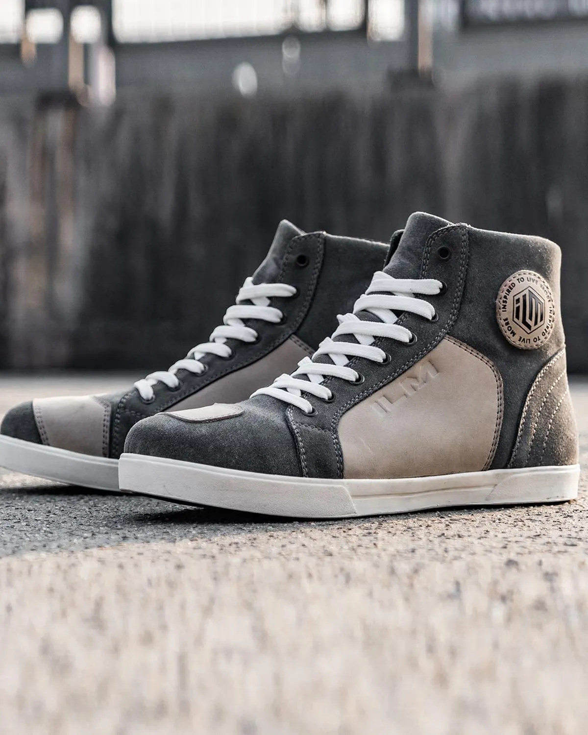 ILM Motorcycle Shoes Motocross Riding Waterproof Anti-Slip Leather Reinforced Street Shoe for Men Women Model UB207
