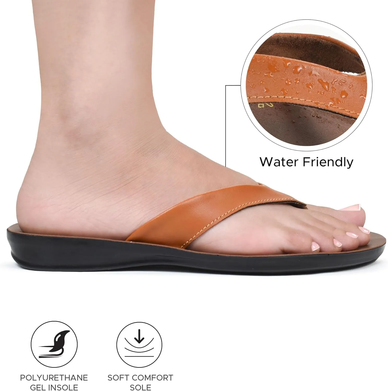 Iris Soft Toe Post Casual Flats Outdoor Indoor Essentials Dressy Slip On Slides Man-Made Leather Flip Flops for Women Sandals Comfortable Summer