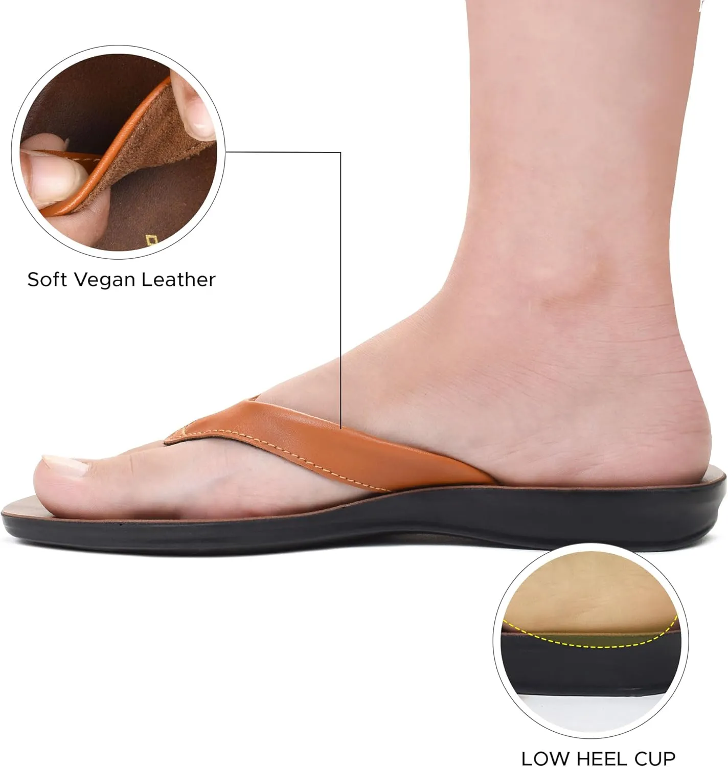 Iris Soft Toe Post Casual Flats Outdoor Indoor Essentials Dressy Slip On Slides Man-Made Leather Flip Flops for Women Sandals Comfortable Summer