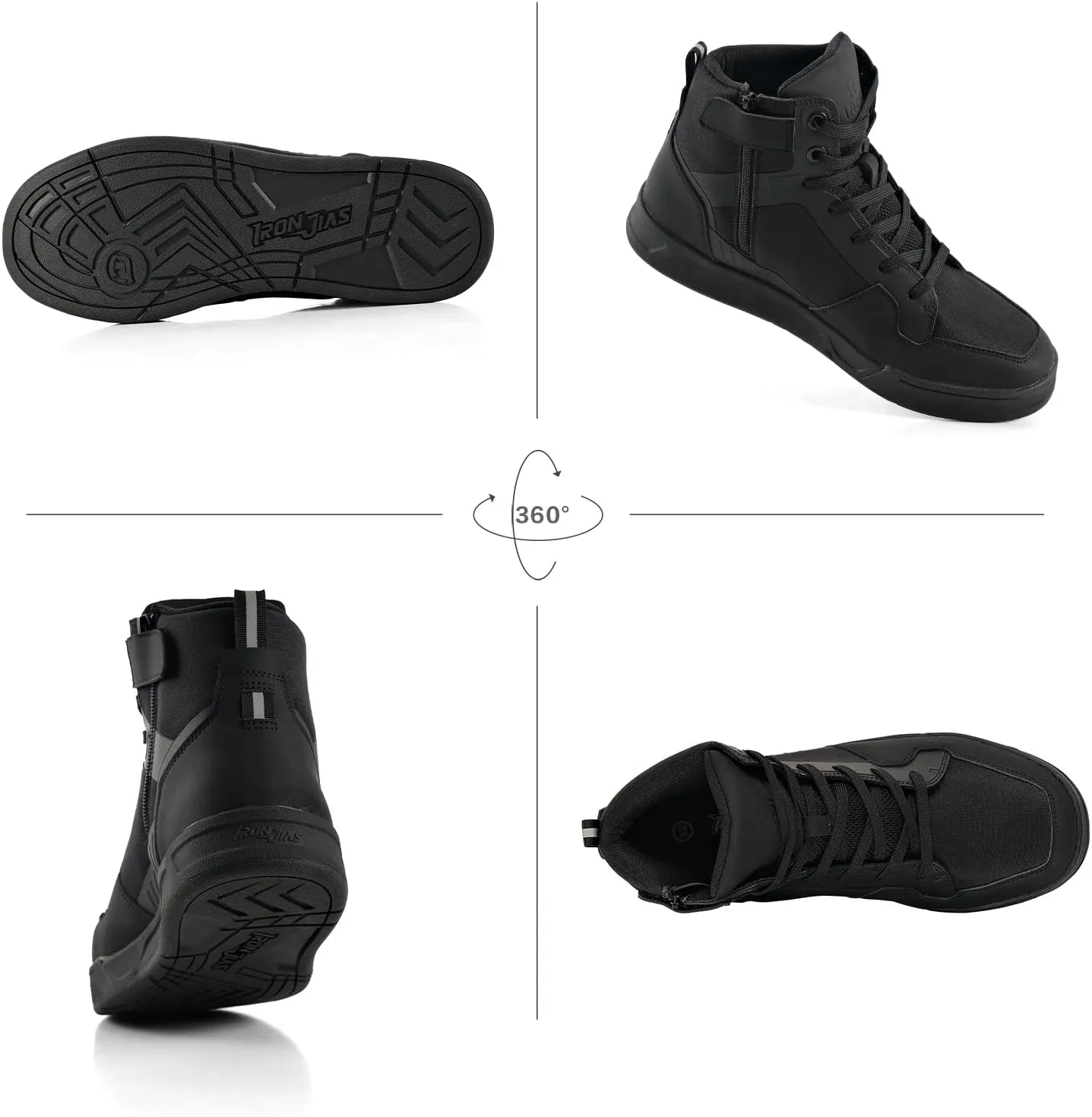 IRON JIA'S Motorcycle Shoes for Men, Anti-Slip Breathable Casual Motorcycle Riding Boots with Ankle Support, Shift Pad 9.5