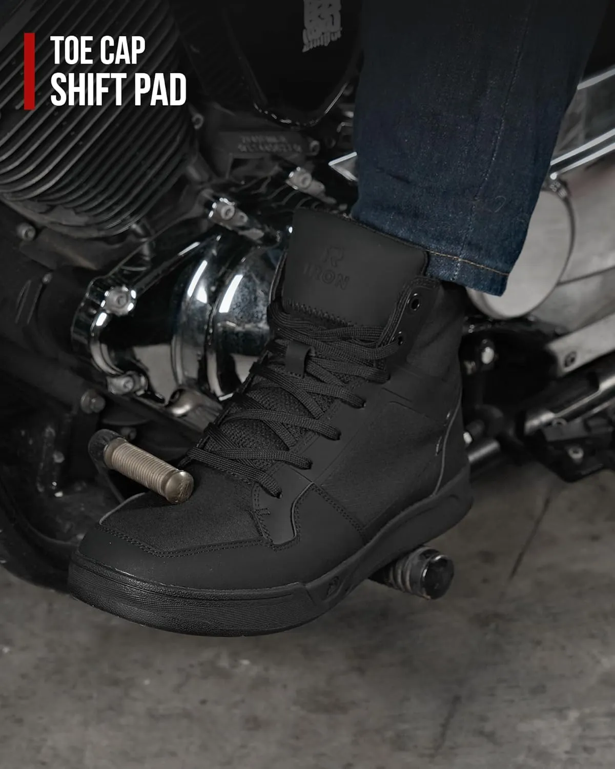 IRON JIA'S Motorcycle Shoes for Men, Anti-Slip Breathable Casual Motorcycle Riding Boots with Ankle Support, Shift Pad 9.5