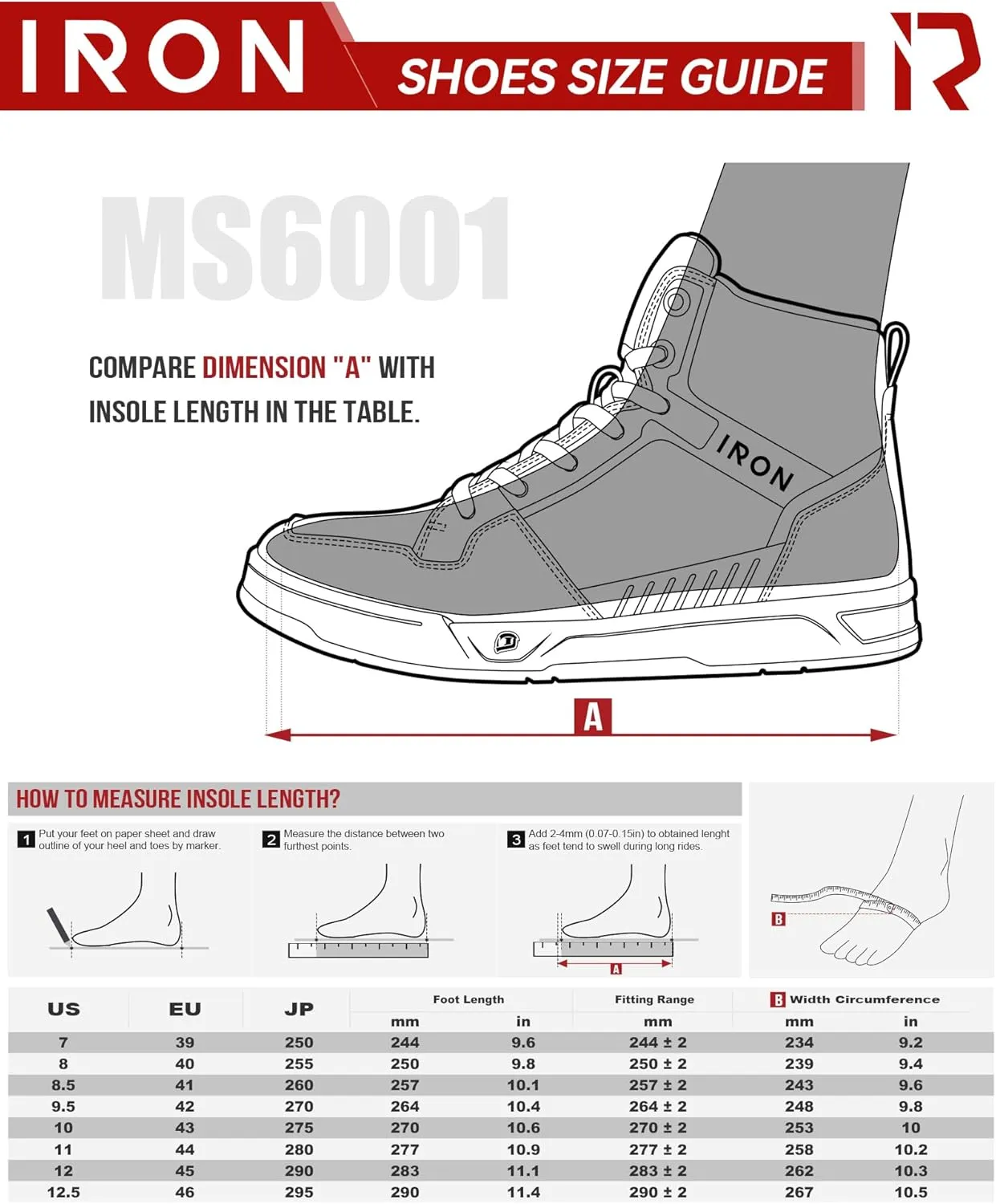 IRON JIA'S Motorcycle Shoes for Men, Anti-Slip Breathable Casual Motorcycle Riding Boots with Ankle Support, Shift Pad 9.5