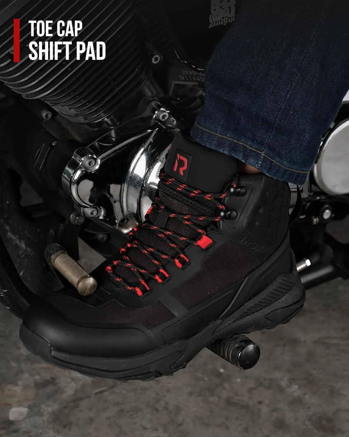 IRON JIA'S Motorcycle Shoes for Men, Waterproof Anti-Slip Breathable Street Casual Motorcycle Riding Boots with Lace Garage, Ankle Support, Shift Pads 10