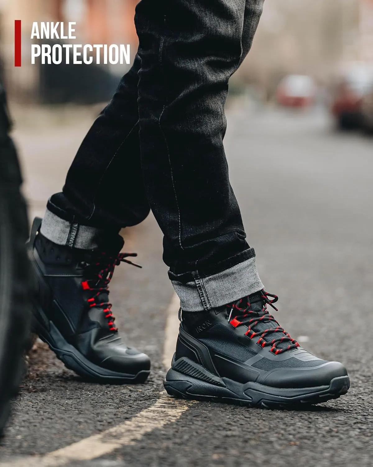 IRON JIA'S Motorcycle Shoes for Men, Waterproof Anti-Slip Breathable Street Casual Motorcycle Riding Boots with Lace Garage, Ankle Support, Shift Pads 10