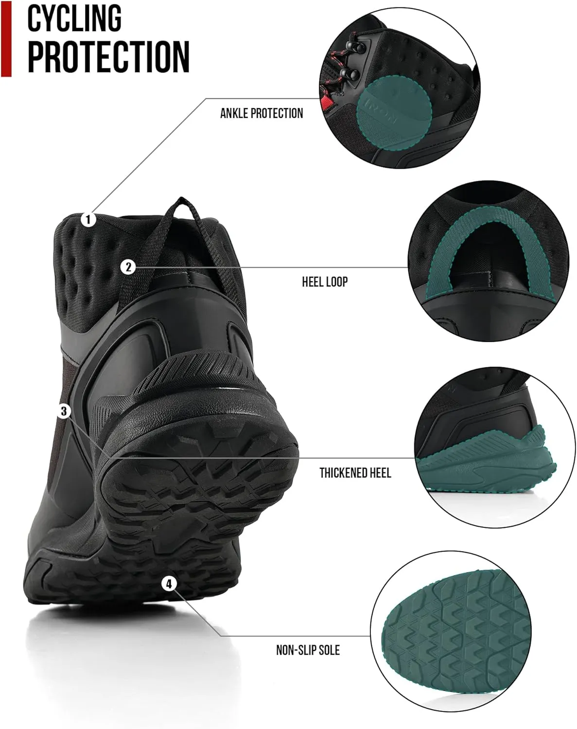 IRON JIA'S Motorcycle Shoes for Men, Waterproof Anti-Slip Breathable Street Casual Motorcycle Riding Boots with Lace Garage, Ankle Support, Shift Pads 10