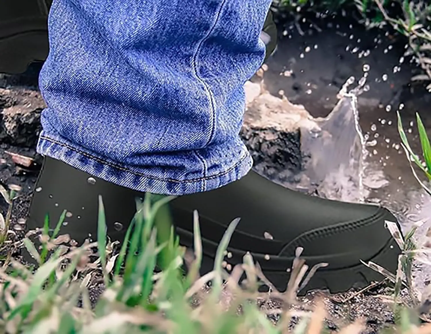 jessie Rain Boots for Men PVC Waterproof Rubber Boots Mud Boot Short Ankle Boots