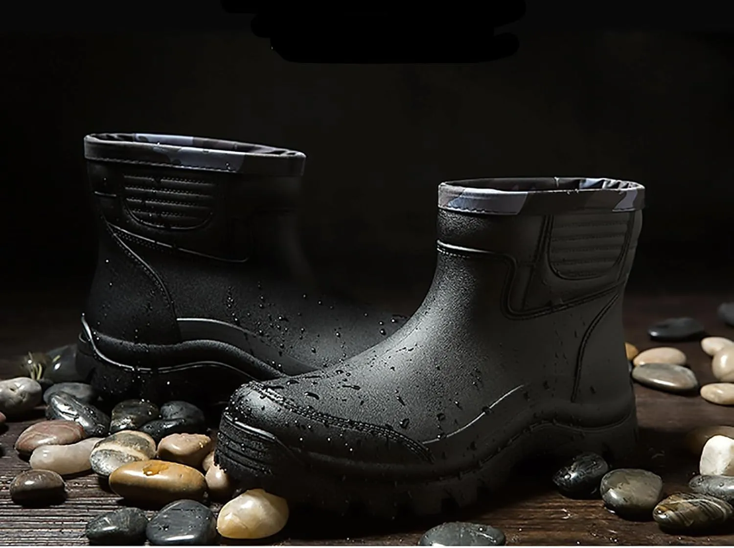 jessie Rain Boots for Men PVC Waterproof Rubber Boots Mud Boot Short Ankle Boots