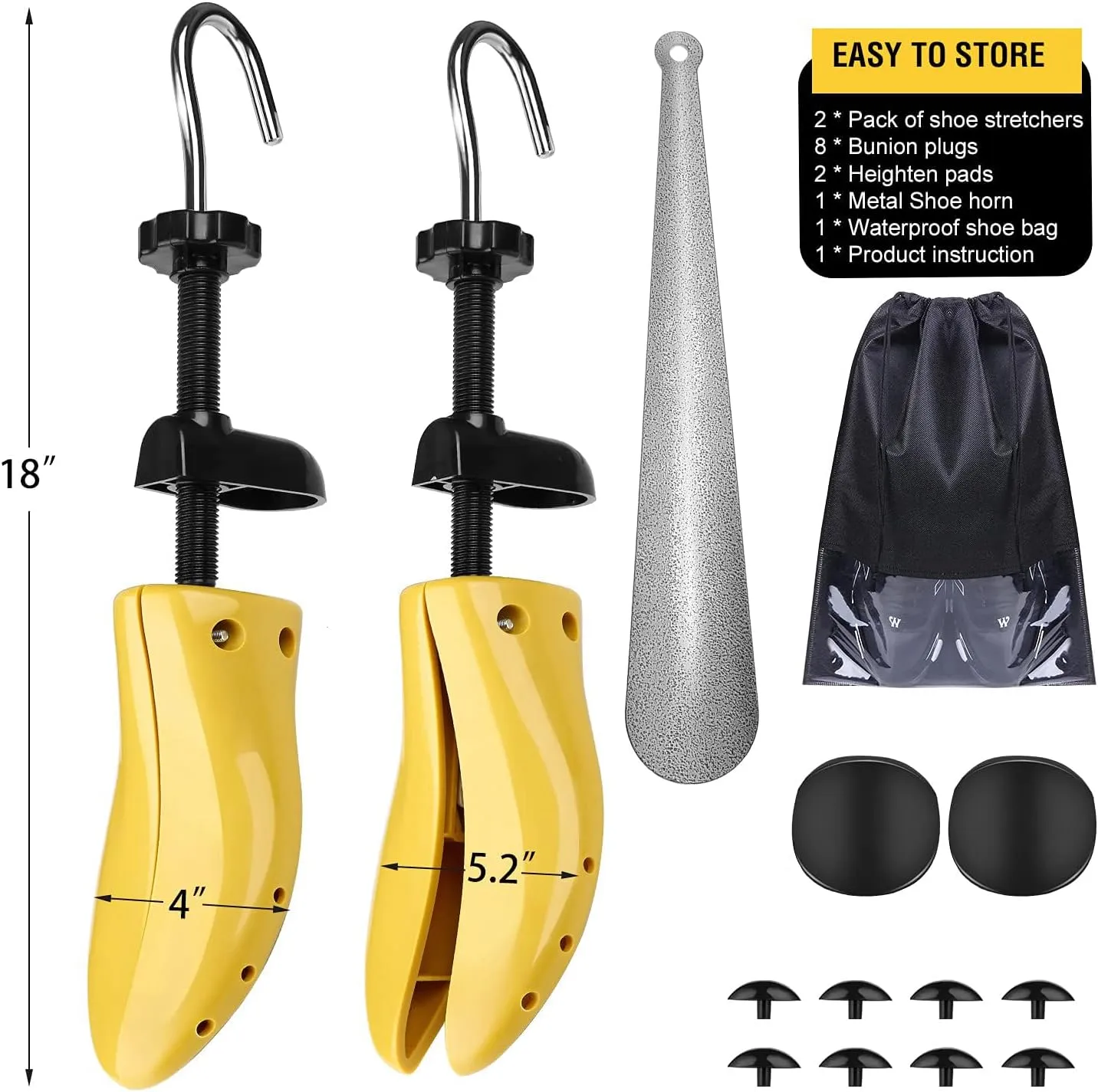 JJDPARTS Shoe Stretcher, Pair 4-Way Shoe Expander Widener Shoe Tree Extender for Women Men
