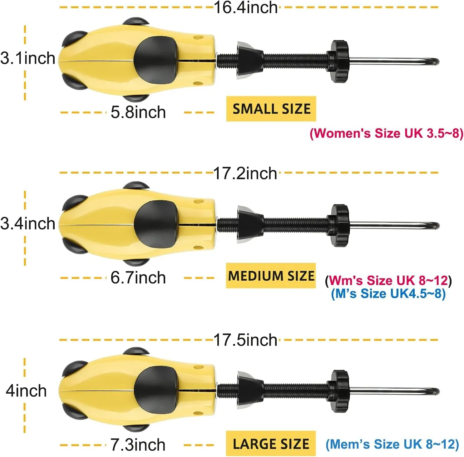JJDPARTS Shoe Stretcher, Pair 4-Way Shoe Expander Widener Shoe Tree Extender for Women Men