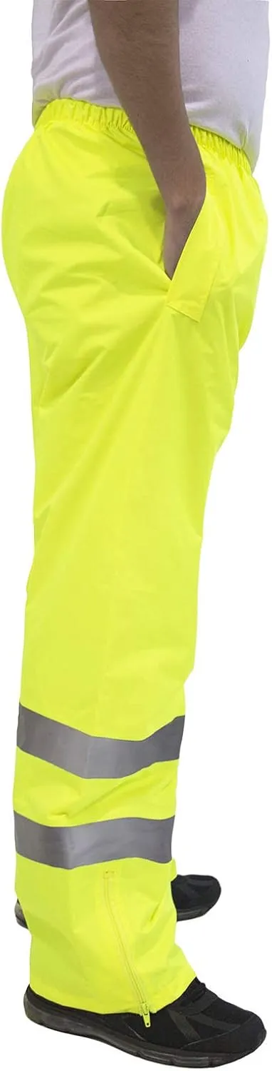 JORESTECH Safety Rain Pants Reflective High Visibility Yellow/Lime ANSI Class E 150D Heavy Duty PANTS-03 (L)