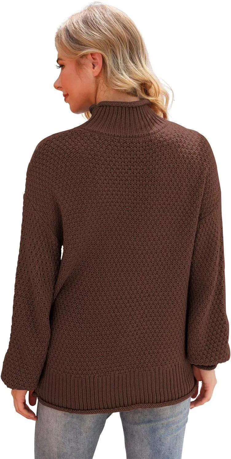 Jouica Women's Turtleneck Oversized Sweaters Batwing Long Sleeve Pullover Loose Chunky Knit Jumper