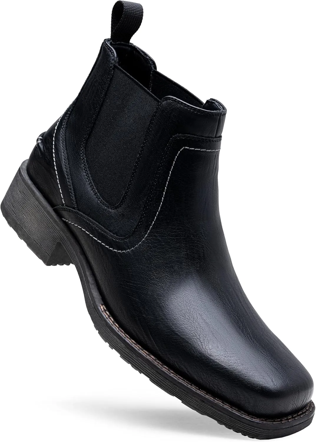 Jousen Chelsea Boots Men Square Toe Ankle Mens Western Boots Casual Slip On Boots for Men