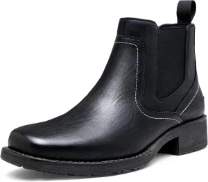 Jousen Chelsea Boots Men Square Toe Ankle Mens Western Boots Casual Slip On Boots for Men