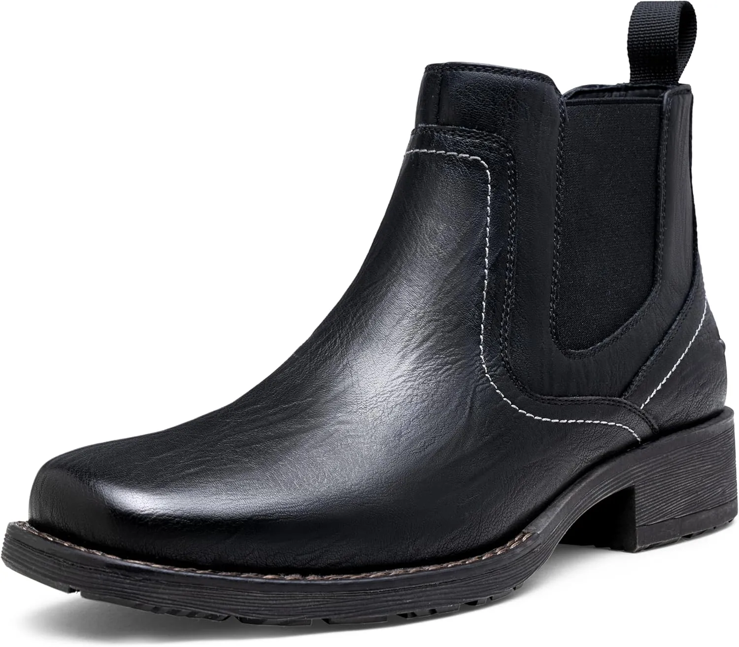 Jousen Chelsea Boots Men Square Toe Ankle Mens Western Boots Casual Slip On Boots for Men
