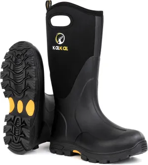 Kalkal Rubber Boots for Men and Women, Waterproof Insulated Rain Boots, Neoprene Breathable Mud Boots, Outdoor Anti-slip Mens Work Farming Hunting Boots