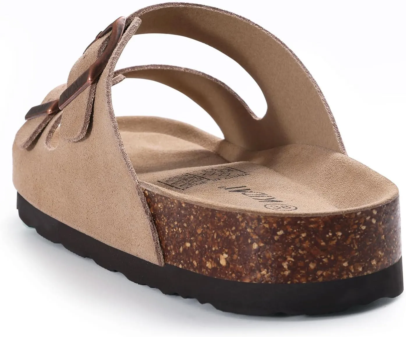 KIDMI Women's Genuine Suede Sandals Cork Footbed Summer Adjustable Slide Sandals