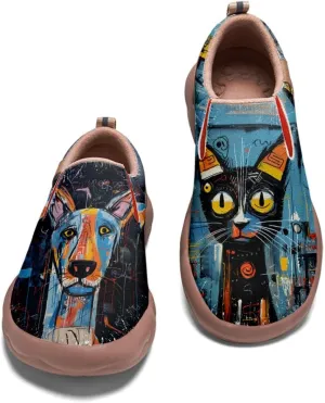 Kid's Art Painted Casual Slip-on Loafers Boys Girls Shoes Lightweight Comfort Fashion Sneaker Funny Painted Travel Shoes Basquiat Style