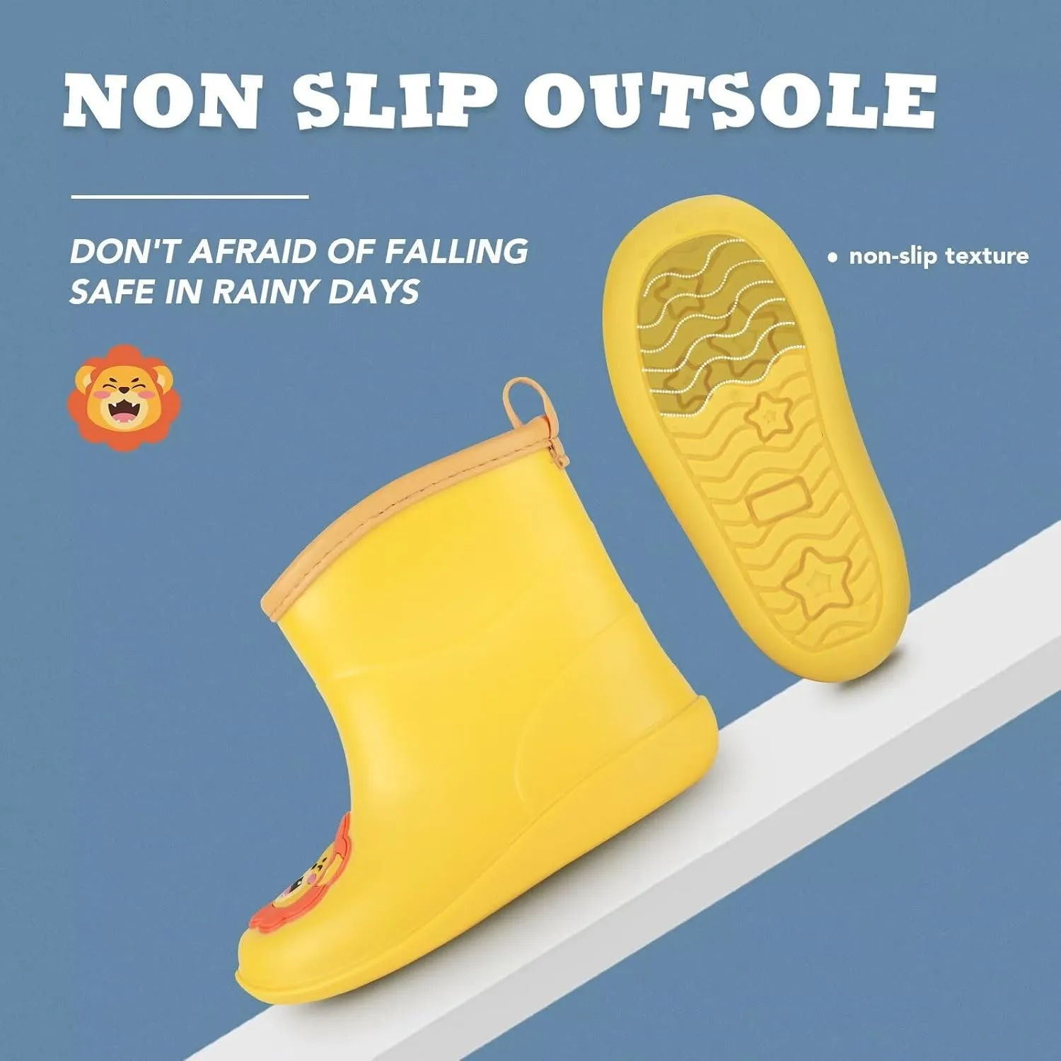 Kids Rain Boots Toddler Rain Shoes Children Waterproof Boots for Boys and Girls