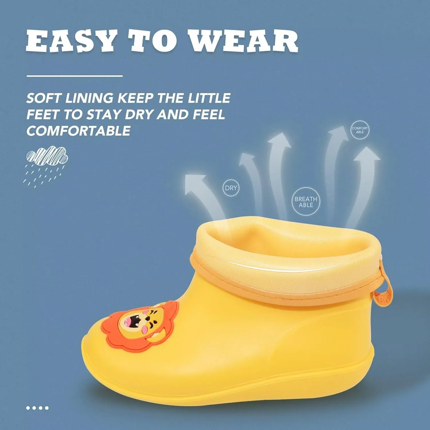 Kids Rain Boots Toddler Rain Shoes Children Waterproof Boots for Boys and Girls